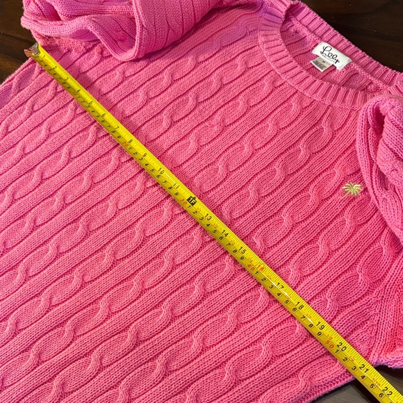 💗🌴Lilly Pulitzer Clasdiv Pink Cable Knit Ling Sleeve Comfy preppy Sweater - Picture 11 of 11